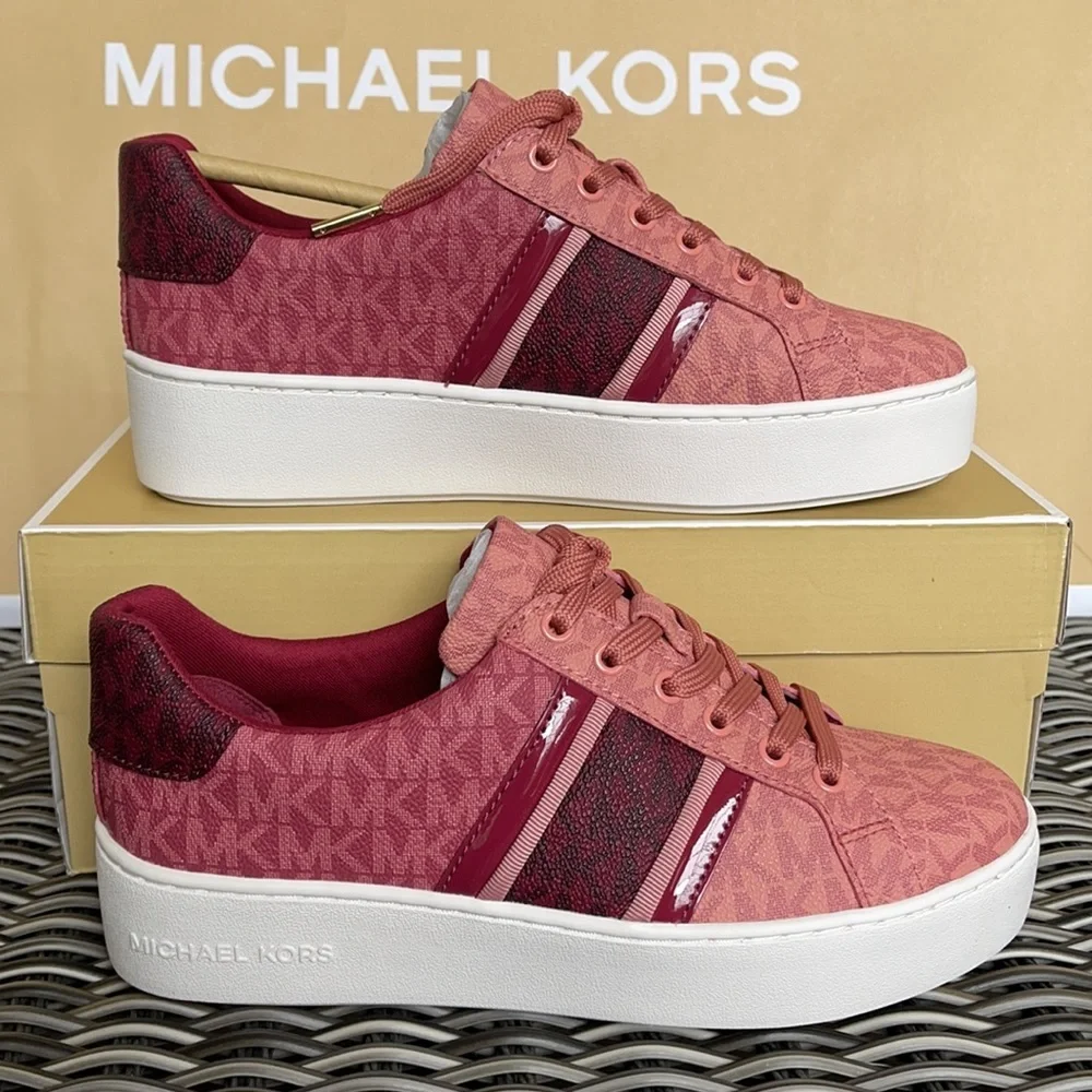 Michael Kors Poppy Stripe Lace Up MK Signature SM 49F1POFS2B Berry Multi WMNS